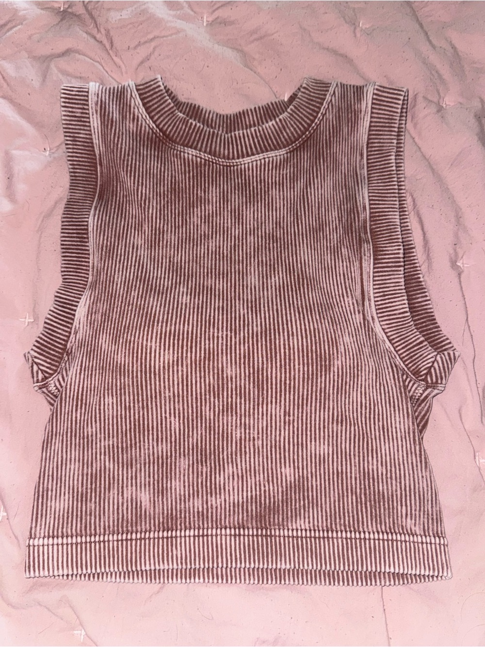 Zenana Outfitters Ribbed Crop Tank - Dusty Rose